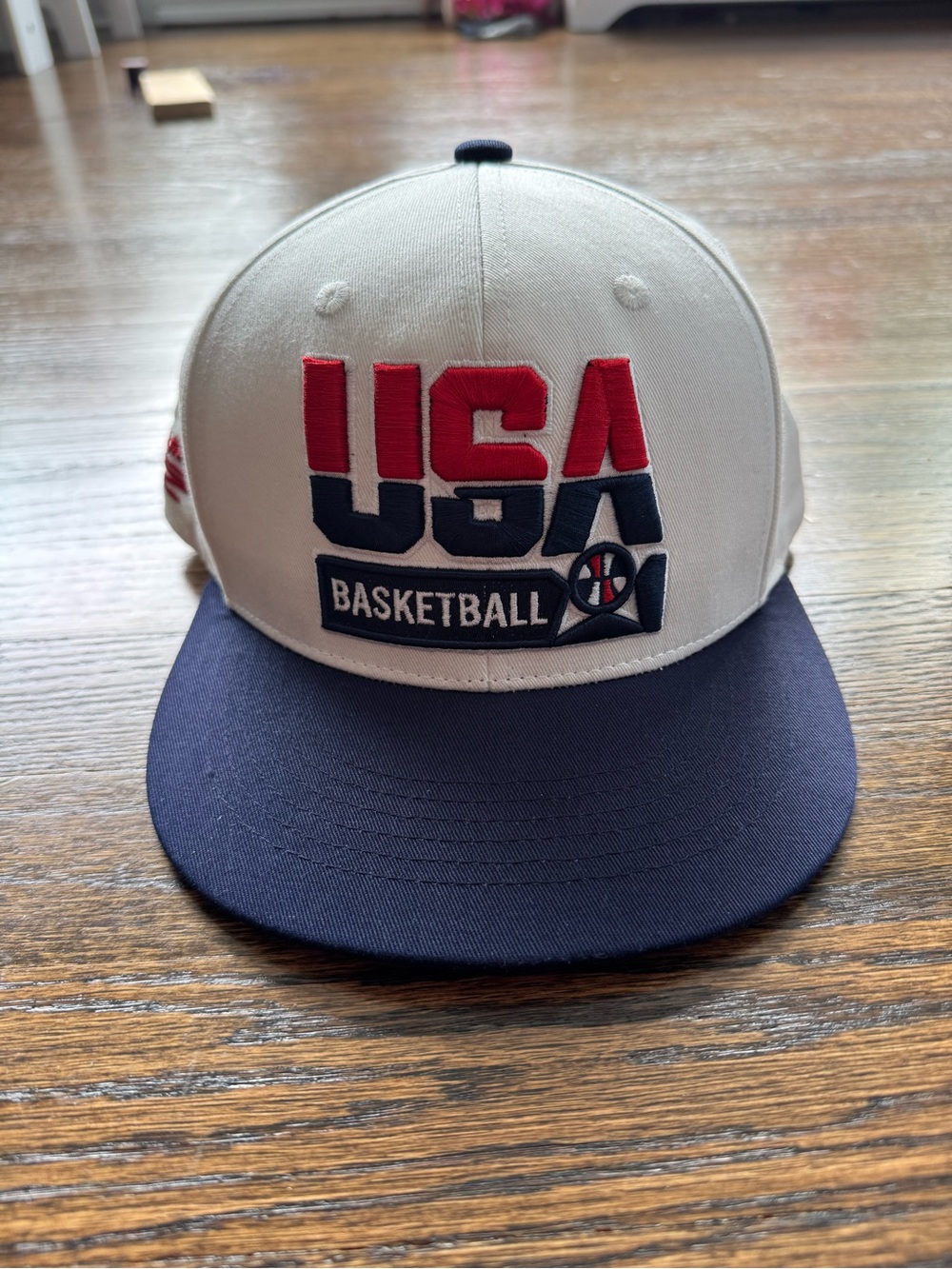 USA Basketball Snapback Hat - White & Navy